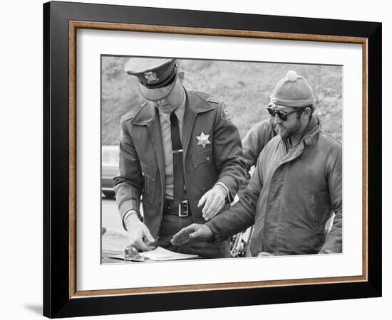 La Country Sheriffs Stopping Hell's Angels to Fingerprint Them and Take their Pictures-null-Framed Photographic Print