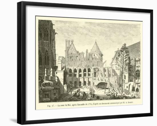 La Cour Du Mai, Apres L'Incendie De 1776, D'Apres Un Document Communique Par M a Lenoir-null-Framed Giclee Print