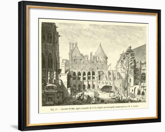 La Cour Du Mai, Apres L'Incendie De 1776, D'Apres Un Document Communique Par M a Lenoir-null-Framed Giclee Print