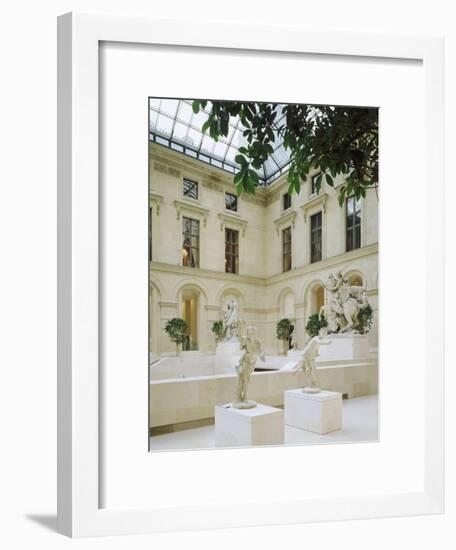 La Cour Marly : terrasse supérieure : au premier plan: deux des coureurs de Marly : "Apollon"-null-Framed Giclee Print