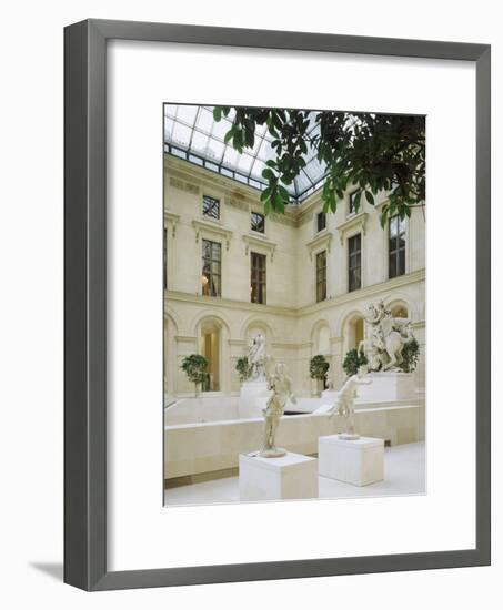 La Cour Marly : terrasse supérieure : au premier plan: deux des coureurs de Marly : "Apollon"-null-Framed Giclee Print