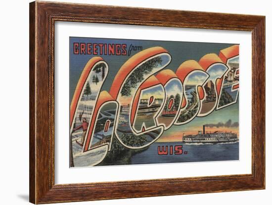 La Crosse, Wisconsin - Large Letter Scenes-Lantern Press-Framed Art Print