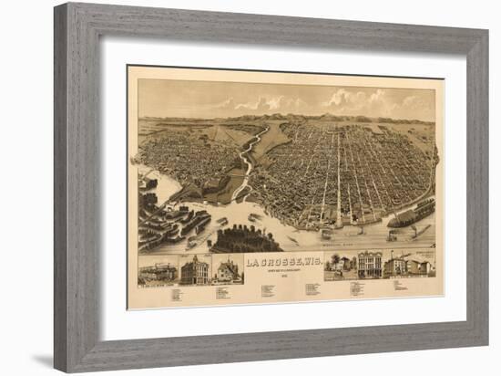 La Crosse, Wisconsin - Panoramic Map-Lantern Press-Framed Art Print