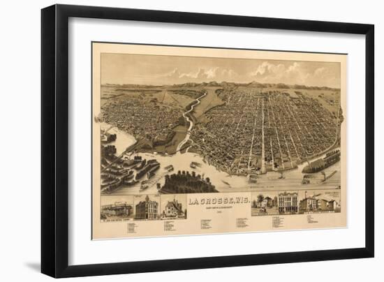 La Crosse, Wisconsin - Panoramic Map-Lantern Press-Framed Art Print