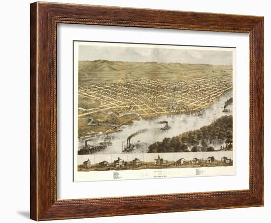 La Crosse, Wisconsin - Panoramic Map-Lantern Press-Framed Art Print