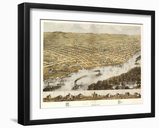 La Crosse, Wisconsin - Panoramic Map-Lantern Press-Framed Art Print