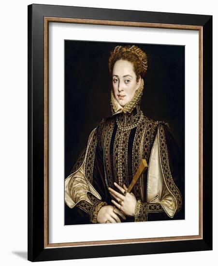 La Dama del Abanico, 1570-1573, Spanish School-Alonso Sanchez Coello-Framed Giclee Print