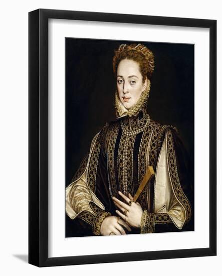 La Dama del Abanico, 1570-1573, Spanish School-Alonso Sanchez Coello-Framed Giclee Print