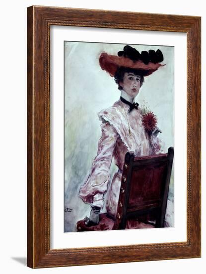 La Dama Del Sombrero Rojo-Cecilio Pla-Framed Giclee Print