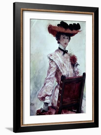 La Dama Del Sombrero Rojo-Cecilio Pla-Framed Giclee Print