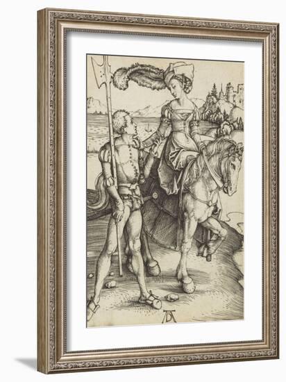 La dame à cheval et le Lansquenet-Albrecht Dürer-Framed Giclee Print