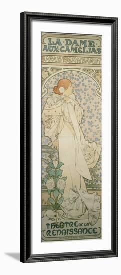 La Dame Aux Camelias with Sarah Bernhardt. Poster for the Theatre De La Renaissance, 1896-Alphonse Mucha-Framed Giclee Print