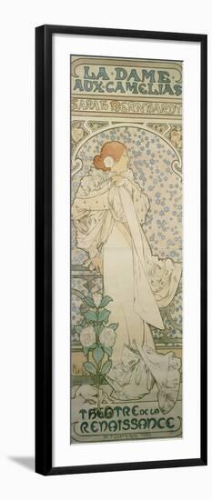 La Dame Aux Camelias with Sarah Bernhardt. Poster for the Theatre De La Renaissance, 1896-Alphonse Mucha-Framed Giclee Print