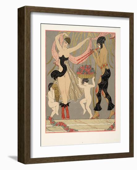 La Danse Des Fleurs, Illustration from Les Chansons De Bilitis, by Pierre Louys, Pub. 1922 (Pochoir-Georges Barbier-Framed Giclee Print