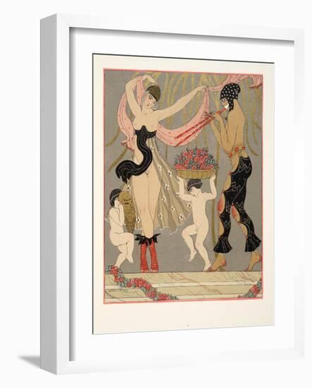 La Danse Des Fleurs, Illustration from Les Chansons De Bilitis, by Pierre Louys, Pub. 1922 (Pochoir-Georges Barbier-Framed Giclee Print