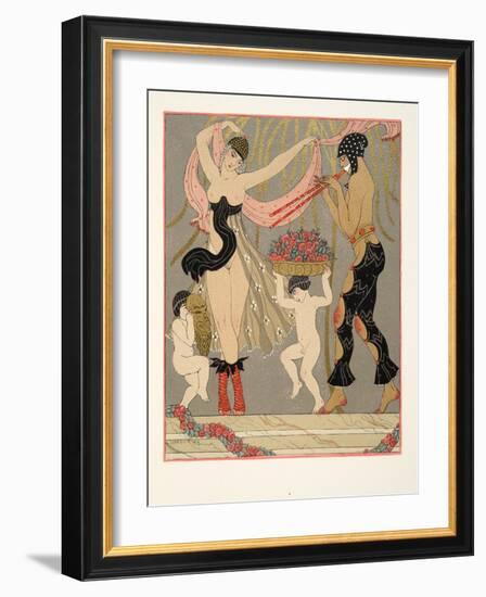 La Danse Des Fleurs, Illustration from Les Chansons De Bilitis, by Pierre Louys, Pub. 1922 (Pochoir-Georges Barbier-Framed Giclee Print