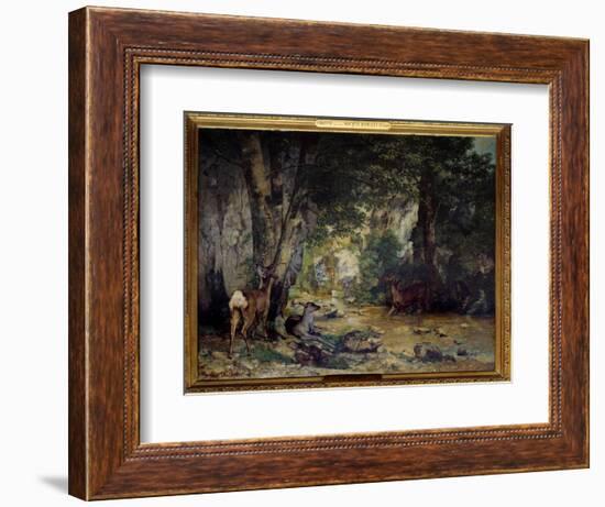 La Delivery De Deer Au Ruisseau De Plaisir Fontaine Painting by Gustave Courbet (1819-1877) 1866 Su-Gustave Courbet-Framed Giclee Print