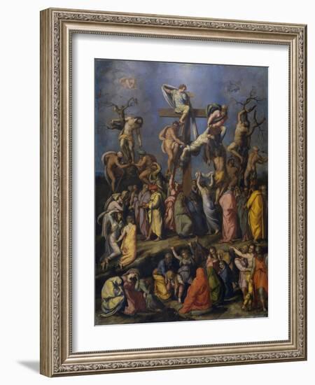 La Descente De Croix - Peinture De Alessandro Allori (1535-1607), Huile Sur Toile (70X54 Cm), Vers-Alessandro Allori-Framed Giclee Print