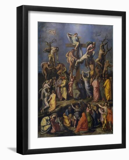 La Descente De Croix - Peinture De Alessandro Allori (1535-1607), Huile Sur Toile (70X54 Cm), Vers-Alessandro Allori-Framed Giclee Print