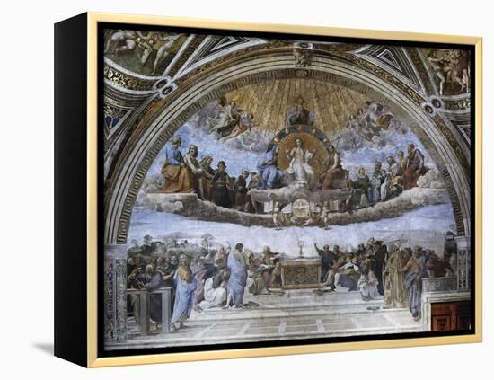 La Disputa (Disputation of the Holy Sacrament)-Raphael-Framed Premier Image Canvas