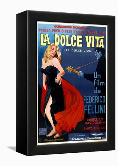 La Dolce Vita, Anita Ekberg, Argentinian Poster Art, 1960-null-Framed Stretched Canvas