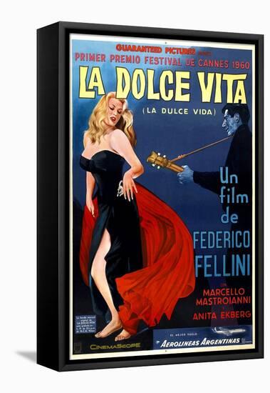 La Dolce Vita, Anita Ekberg, Argentinian Poster Art, 1960-null-Framed Stretched Canvas
