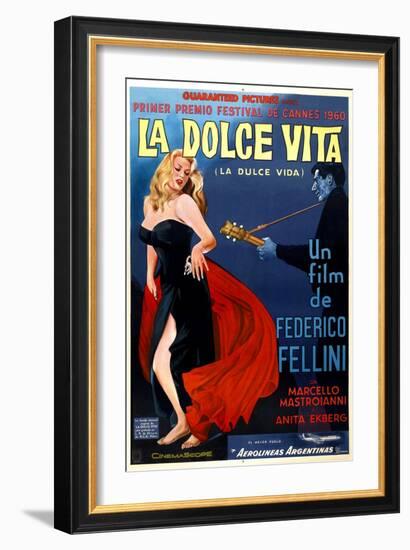 La Dolce Vita, Anita Ekberg, Argentinian Poster Art, 1960-null-Framed Art Print