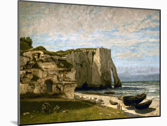 La Falaise d'Etretat-Gustave Courbet-Mounted Giclee Print