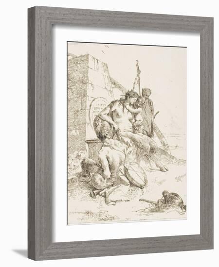 La Famiglia Del Satiro Con L'Obelisco-Giovanni Battista Tiepolo-Framed Giclee Print