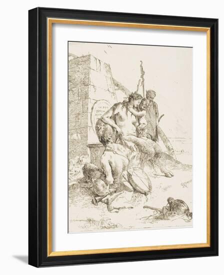 La Famiglia Del Satiro Con L'Obelisco-Giovanni Battista Tiepolo-Framed Giclee Print