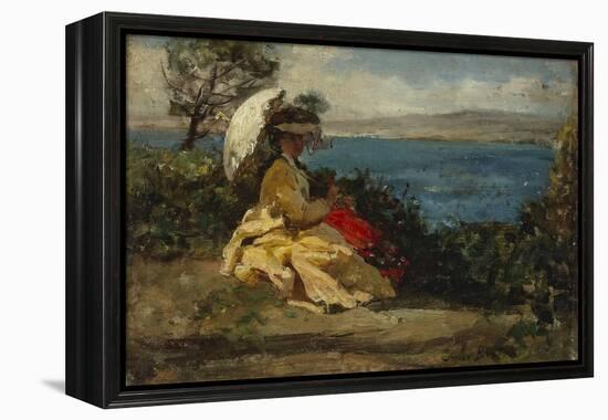 La femme à l'ombrelle, baie de Douarnenez, 1872-Jules Breton-Framed Premier Image Canvas