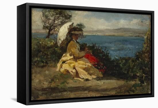 La femme à l'ombrelle, baie de Douarnenez, 1872-Jules Breton-Framed Premier Image Canvas