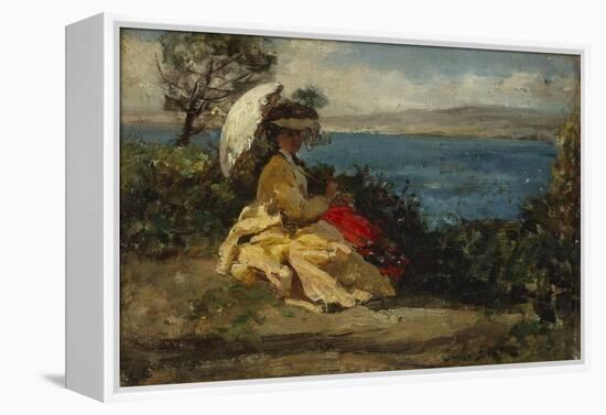 La femme à l'ombrelle, baie de Douarnenez, 1872-Jules Breton-Framed Premier Image Canvas