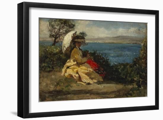 La femme à l'ombrelle, baie de Douarnenez, 1872-Jules Breton-Framed Giclee Print