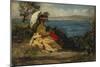 La femme à l'ombrelle, baie de Douarnenez, 1872-Jules Breton-Mounted Giclee Print