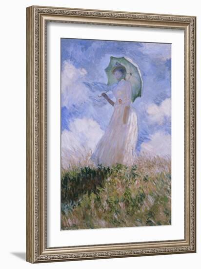 La Femme À L'Ombrelle Tournée Vers La Gauche, Woman with Parasol, Turned to the Left, 1886-Claude Monet-Framed Giclee Print