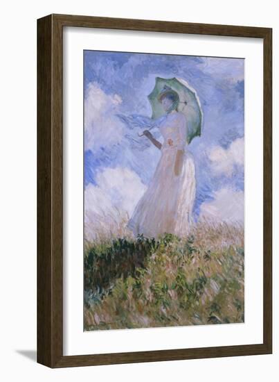 La Femme À L'Ombrelle Tournée Vers La Gauche, Woman with Parasol, Turned to the Left, 1886-Claude Monet-Framed Giclee Print