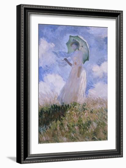 La Femme À L'Ombrelle Tournée Vers La Gauche, Woman with Parasol, Turned to the Left, 1886-Claude Monet-Framed Giclee Print