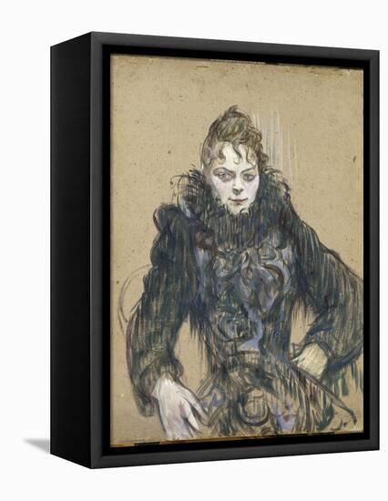 La femme au boa noir-Henri de Toulouse-Lautrec-Framed Premier Image Canvas