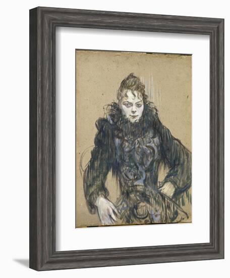 La femme au boa noir-Henri de Toulouse-Lautrec-Framed Giclee Print