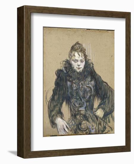 La femme au boa noir-Henri de Toulouse-Lautrec-Framed Giclee Print
