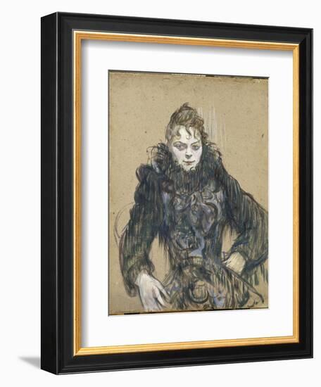 La femme au boa noir-Henri de Toulouse-Lautrec-Framed Giclee Print