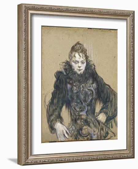 La femme au boa noir-Henri de Toulouse-Lautrec-Framed Giclee Print