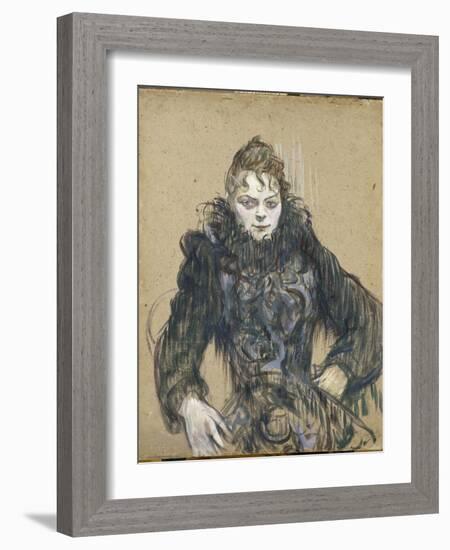 La femme au boa noir-Henri de Toulouse-Lautrec-Framed Giclee Print