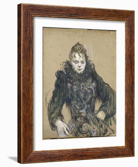 La femme au boa noir-Henri de Toulouse-Lautrec-Framed Giclee Print