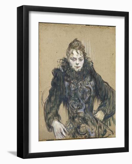 La femme au boa noir-Henri de Toulouse-Lautrec-Framed Giclee Print