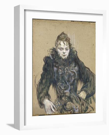 La femme au boa noir-Henri de Toulouse-Lautrec-Framed Giclee Print