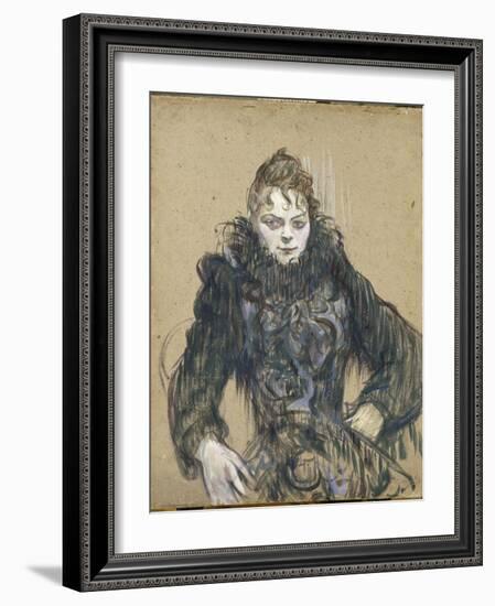 La femme au boa noir-Henri de Toulouse-Lautrec-Framed Giclee Print