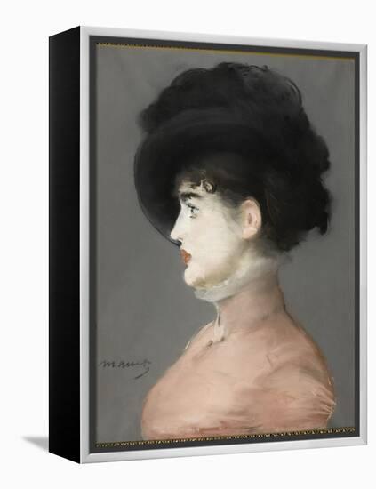 La femme au chapeau noir : portrait d'Irma Brunner la Viennoise-Edouard Manet-Framed Premier Image Canvas