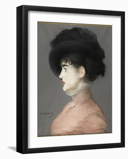 La femme au chapeau noir : portrait d'Irma Brunner la Viennoise-Edouard Manet-Framed Giclee Print